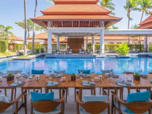 Thai building with pool view